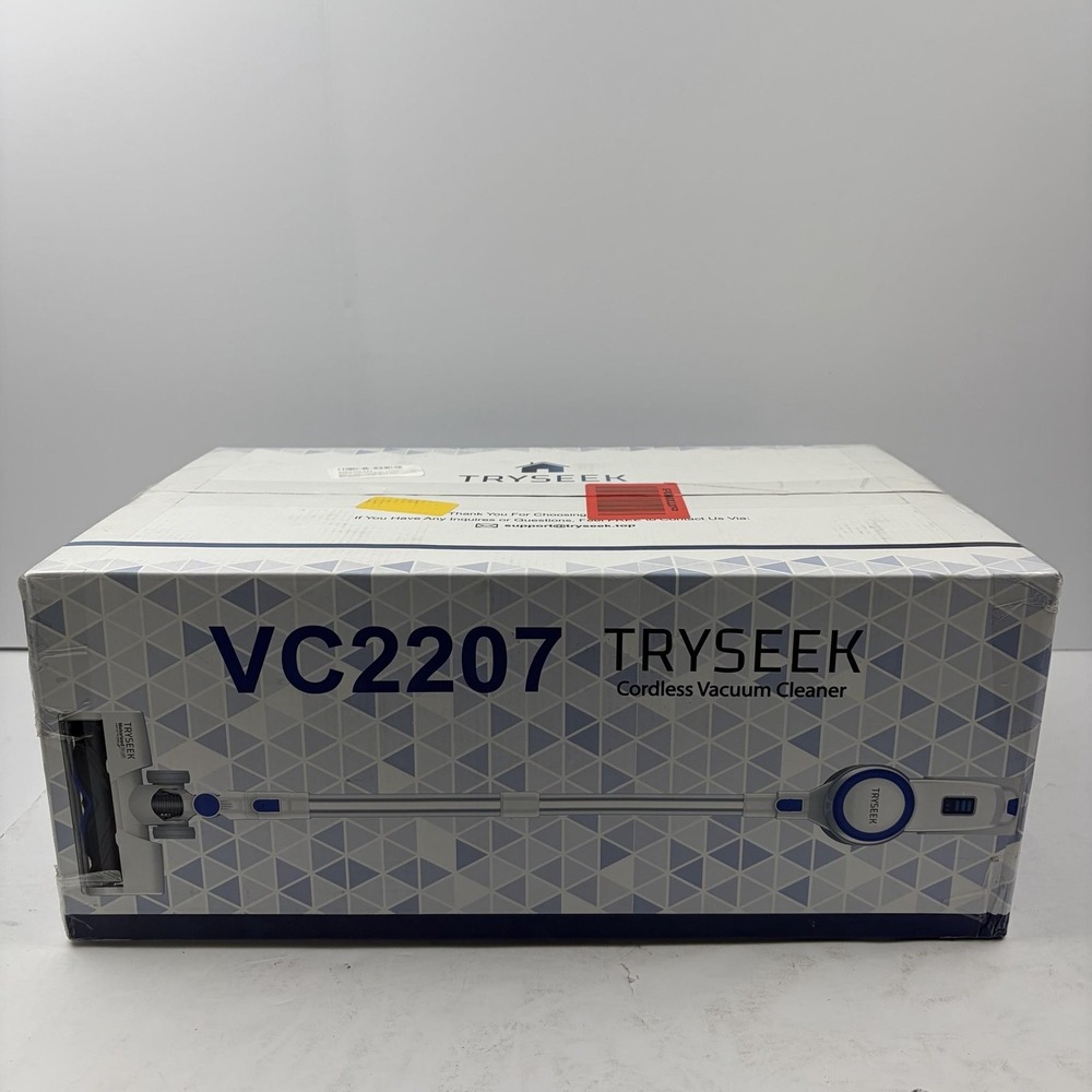 Tryseek VC2207 Cordless Stick Vacuum Cleaner 45Min Runtime White Bagless New